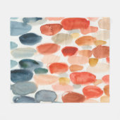 シトラスシーズン – サンゴとブルーストーンズ フリースブランケット (正面(横))