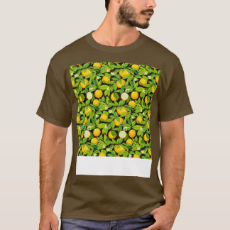 シトラスシームレスパターンレモンライムオレンジマンダリン Tシャツ