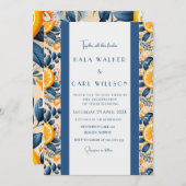 シトラススタイリッシュおよび赤面ピンク結婚ズ 招待状 (正面/裏面)