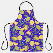 シトラススタイリッシュレモンの植物模様の青 エプロン (正面)