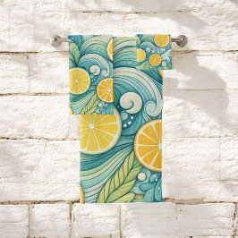 シトラススパお洒落ウォーターカラーレモン&ライムバス バスタオルセット