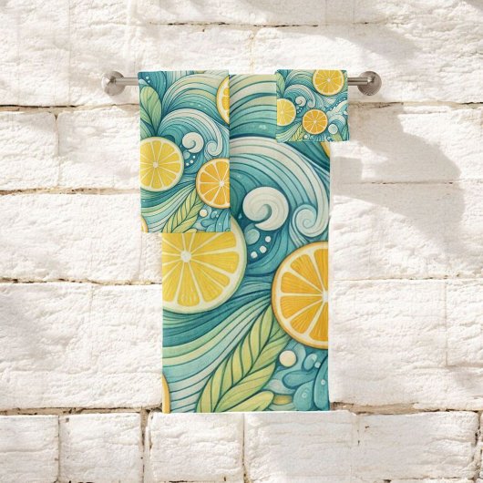 シトラススパお洒落ウォーターカラーレモン&ライムバス バスタオルセット