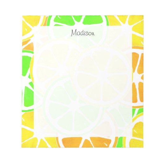 シトラススライスのパターン ノートパッド (正面)