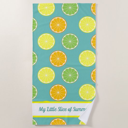 シトラススライスオブサマーパーソナライズされたティール（緑がかった色） ビーチタオル (正面)