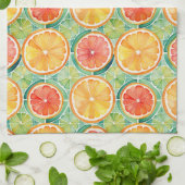 シトラススライスタイル – オレンジ、ライム&グレープフルーツ キッチンタオル (折り畳み)