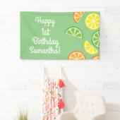 シトラススライスフルーツ第1誕生日パーティーバナーデコー 横断幕 (インサイチュ)