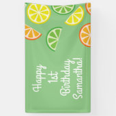 シトラススライスフルーツ第1誕生日パーティーバナーデコー 横断幕 (縦)