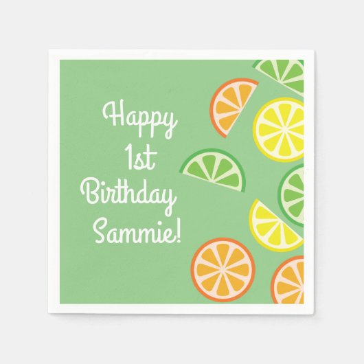 シトラススライス誕生日パーティー スタンダードカクテルナプキン (正面)