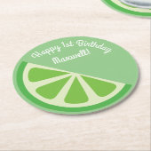 シトラススライス誕生日パーティー ラウンドペーパーコースター (アングル)