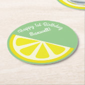 シトラススライス誕生日パーティー ラウンドペーパーコースター (アングル)