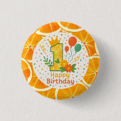 シトラススライス 1歳の誕生日ボタン 缶バッジ (正面)