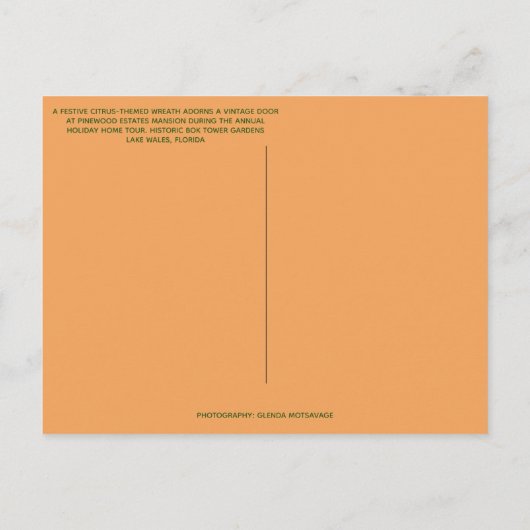 シトラステーマホリデーリースボクガーデンズフロリダ ポストカード (裏面)