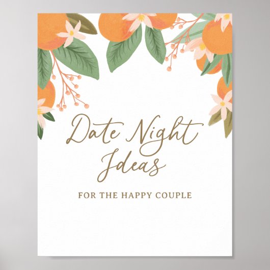 シトラスデイトナイトアイディアブライダルシャワー標識 ポスター (正面)