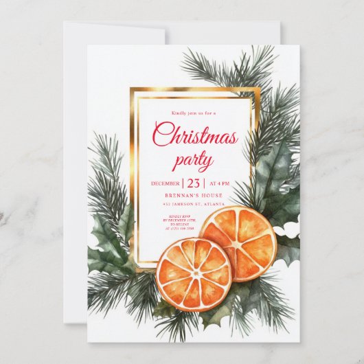 シトラスドライオレンジのクリスマスホリデーパーティー 招待状 (正面)