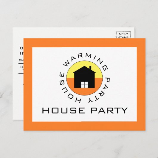 シトラスハウスロゴ、引っ越し祝いパーティーパーティの招待状 インビテーションポストカード (正面/裏面)