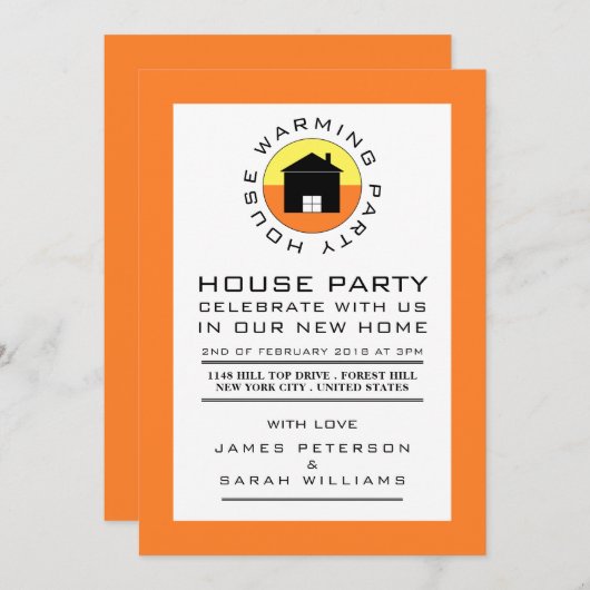 シトラスハウスロゴ、引っ越し祝いパーティーパーティー、ハウスパーティー 招待状 (正面/裏面)