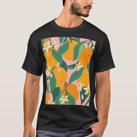 シトラスハンドドローヴィンテージスタイル Tシャツ (正面)