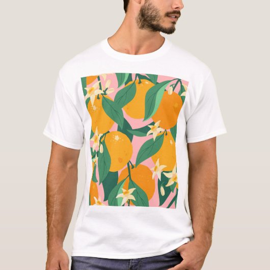 シトラスハンドドローヴィンテージスタイル Tシャツ (正面)