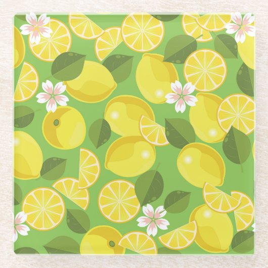 シトラスパターンディライト ガラスコースター (正面)