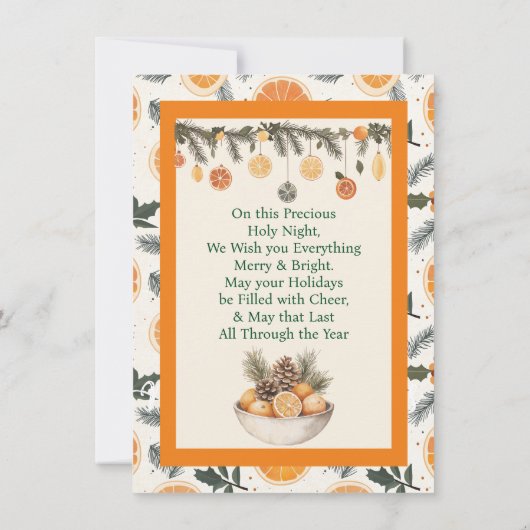 シトラスパーソナライズされたをテーマにしたファミリーフォトクリスマス カード (裏面)