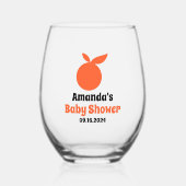 シトラスパーソナライズされたトローンベビーシャワーパーティーウィズウィズオブライヴ ステムなしワイングラス (正面)
