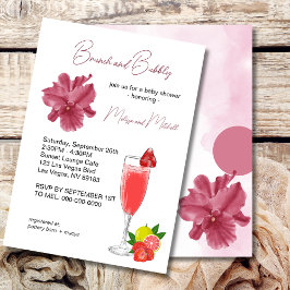 シトラスパープルブランチとバブリー赤ちゃんシャワー 招待状