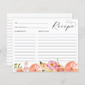 シトラスピンクフラワーズブライダルシャワーレシピカード (正面/裏面)