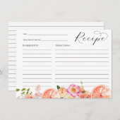 シトラスピンクフラワーズブライダルシャワーレシピカード 招待状 (正面/裏面)