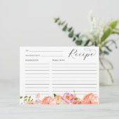 シトラスピンクフラワーズブライダルシャワーレシピカード 招待状 (スタンド正面)