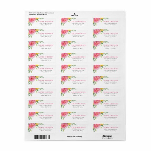 シトラスピンクフローラベビーシャワー差出人住所 ラベル (フルシート)