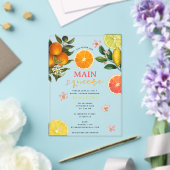 シトラスピンクメインスクイーズブライダルシャワーブランチ アクリル招待状 (インサイチュ (ウェディング))