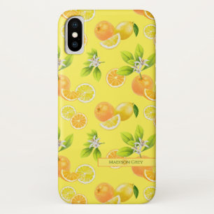 シトラスフルーツアートオレンジアンドレモンパッテン iPhone X ケース