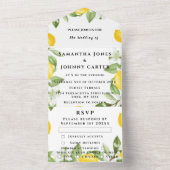 シトラスフルーツエキゾチックなガーデンイエローレモンズ結婚ズ オールインワン招待状 (内側)