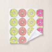 シトラスフルーツスライスオレンジレモンライムグレープフルーツ バスタオルセット (ウォッシュタオル)