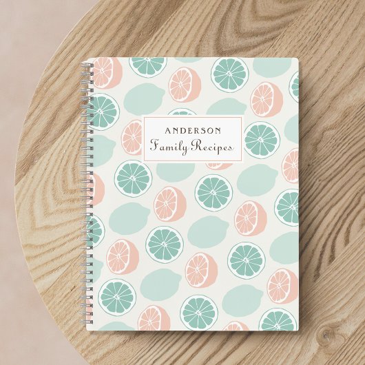 シトラスフルーツパーソナライズされたファミリーレシピブック ノートブック