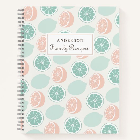 シトラスフルーツパーソナライズされたファミリーレシピブック ノートブック (正面)