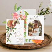 シトラスフルーツフローラピーチフォト卒業 招待状