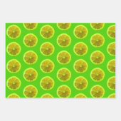 シトラスフルーツレモン&ライム パターン(の模様が)ある ラッピングペーパーシート (正面3)