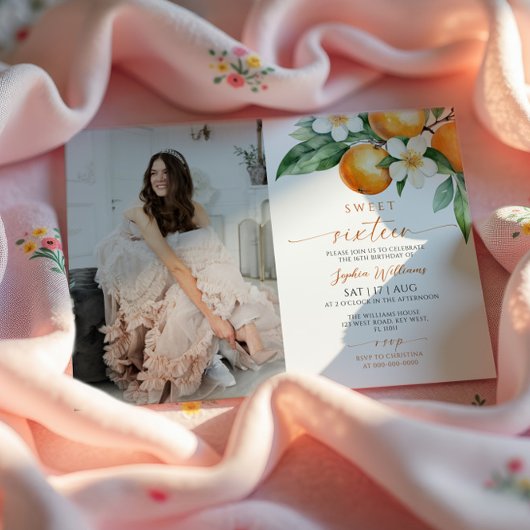 シトラスフローラフォトスイート16誕生日招待状 招待状