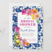 シトラスフローラブルータイルブライダルシャワー 招待状 (正面)