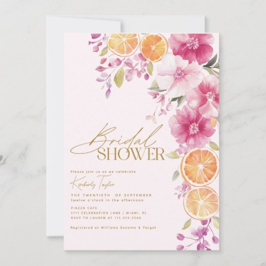 シトラスブライダルシャワーブライト地中海のフローラ 招待状 (正面)