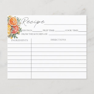 シトラスブライダルシャワーレシピカード