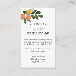 シトラスブライダルシャワーレシピ要求エンクロージャカード エンクロージャーカード