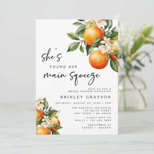 シトラスブライダルシャワー招待メインスクイーズ 招待状 (スタンド正面)