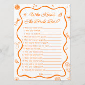 シトラスブライダルシャワー誰が花嫁ゲームカードを知っている 招待状 (正面)