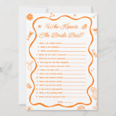 シトラスブライダルシャワー誰が花嫁ゲームカードを知っている 招待状 (正面)