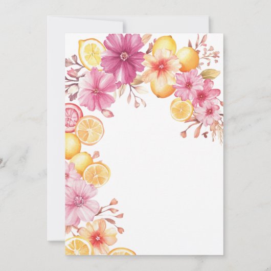 シトラスブライトフローラ地中海のブライダルシャワー 招待状 (裏面)