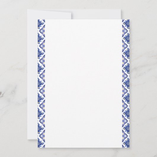 シトラスブルーイタリアンタイルサマーブライダルシャワー 招待状 (裏面)