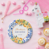 シトラスブルーエレガントタイル赤ちゃんシャワー ペーパープレート (パーティー)