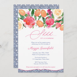 シトラスブルータイルレディーズサプライズ誕生日パーティー 招待状